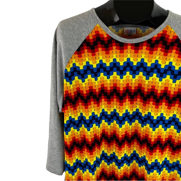 LULAROE XL Randy Baseball Tee • Mid-Length Raglan Sleeves • Multi Color Body - Picture 5 of 10